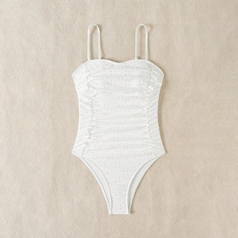 Damen Einteiler Badeanzug mit effektiver Raffung und romantischem Design Drune
