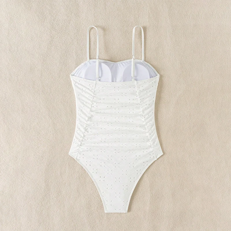 Damen Einteiler Badeanzug mit effektiver Raffung und romantischem Design Drune