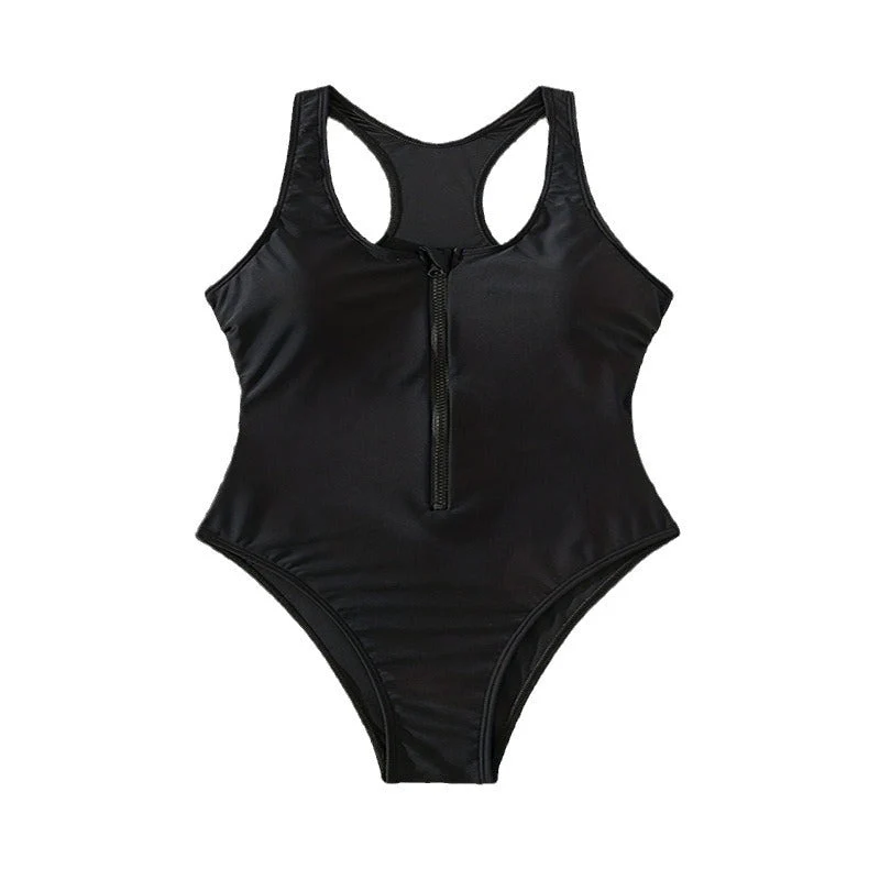 Damen Einteiler Badeanzug mit durchgehendem Reißverschluss und Racerback-Design Drune
