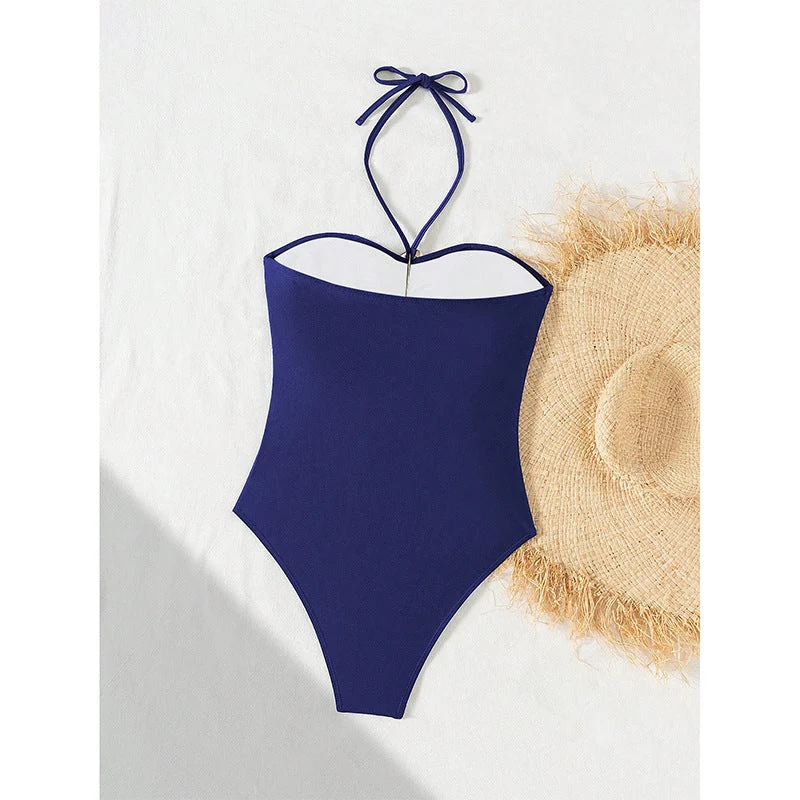 Damen Einteiler Badeanzug mit dekorativem Cut-Out und schmalen Trägern Drune