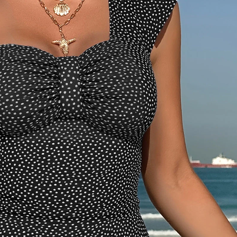 Damen Einteiler Badeanzug mit asymmetrischem Träger und elegantem Rüschendesign Drune