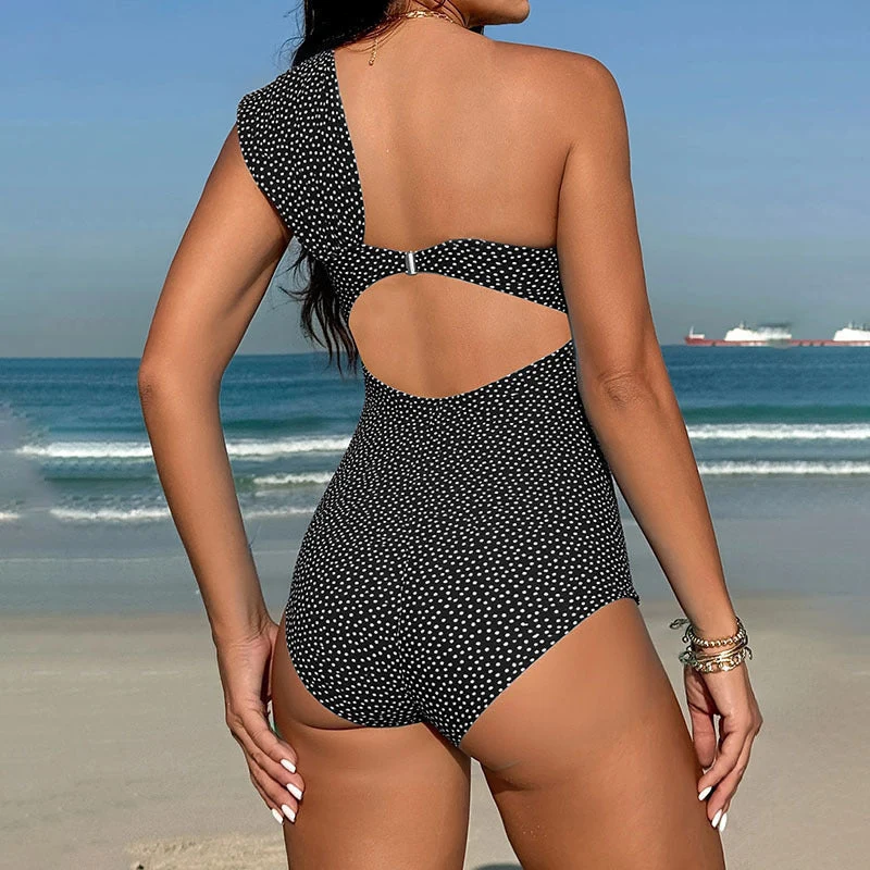 Damen Einteiler Badeanzug mit asymmetrischem Design und modischer Raffung Drune
