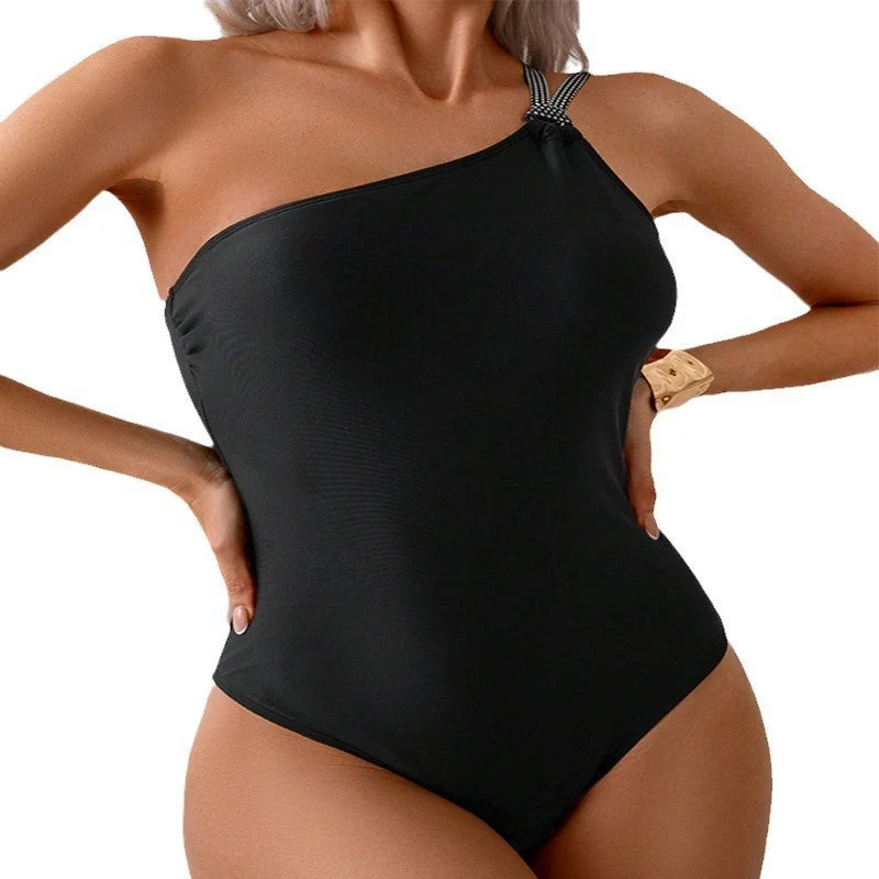 Damen Einseitiger Badeanzug mit asymmetrischem Design und modischen Trägern Drune