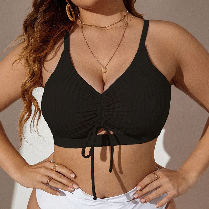 Damen Crop-Top Bikinioberteil mit dekorativen Rüschen und verstellbaren Trägersystemen Drune