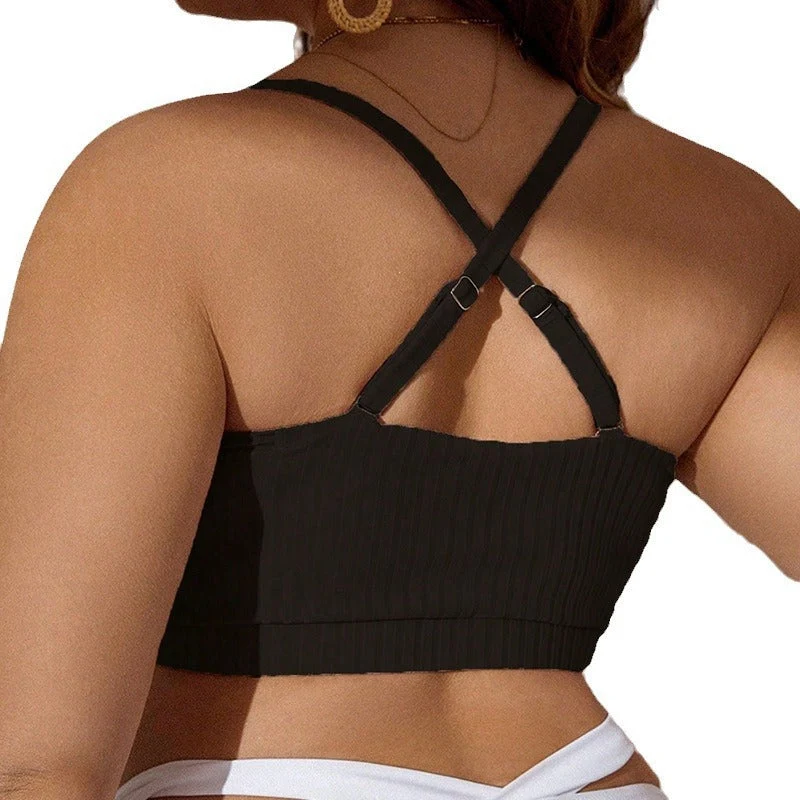 Damen Crop-Top Bikinioberteil mit dekorativen Rüschen und verstellbaren Trägersystemen Drune