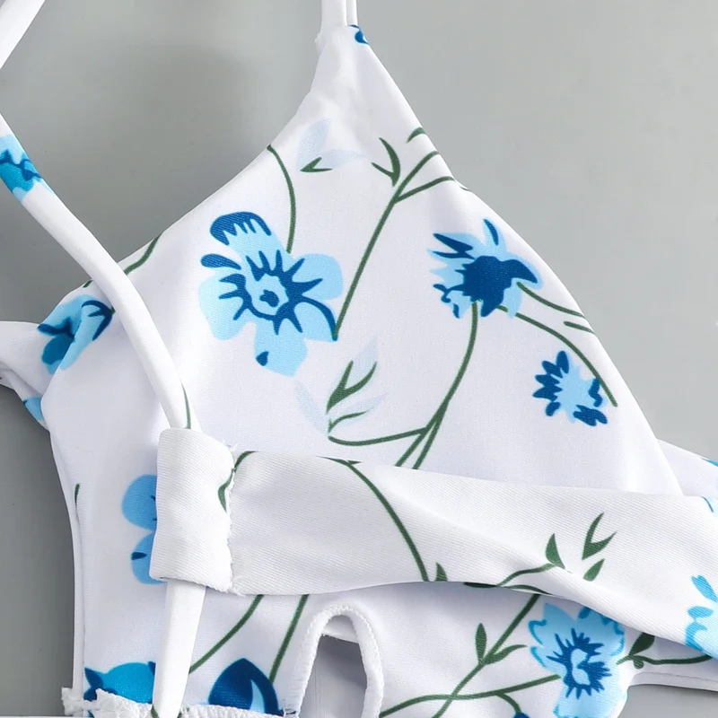 Damen Bikiniset mit verstellbaren Trägern und floralem Musterdruck Drune