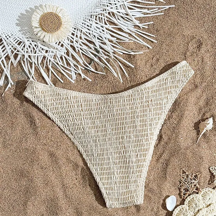 Damen Bikinihöschen mit elastischem Rüschendesign und hohem Beinausschnitt Drune