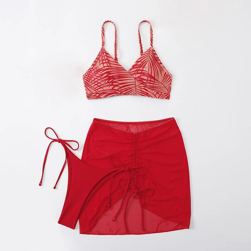 Damen Bikini-Set mit verstellbaren Trägern und transparentem Rock Drune