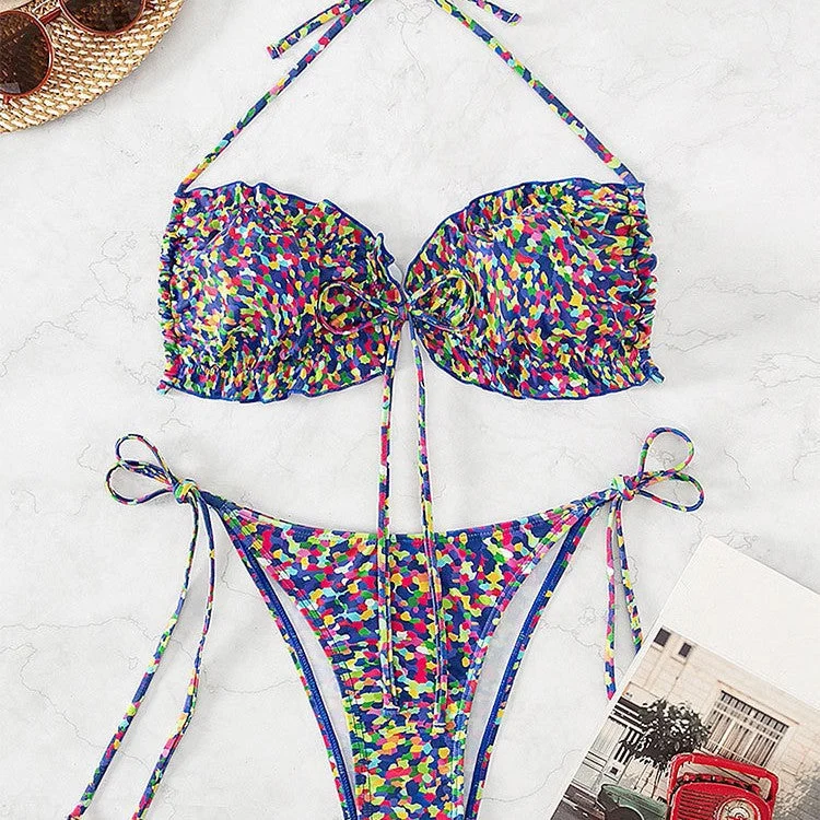 Damen Bikini-Set mit verstellbaren Trägern und hohem Beinausschnitt Drune