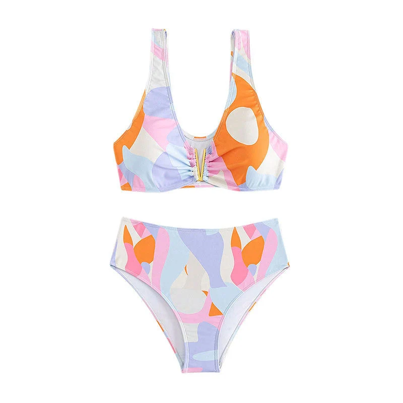 Damen Bikini-Set mit verspieltem Schnitt und hohem Taillendesign Drune