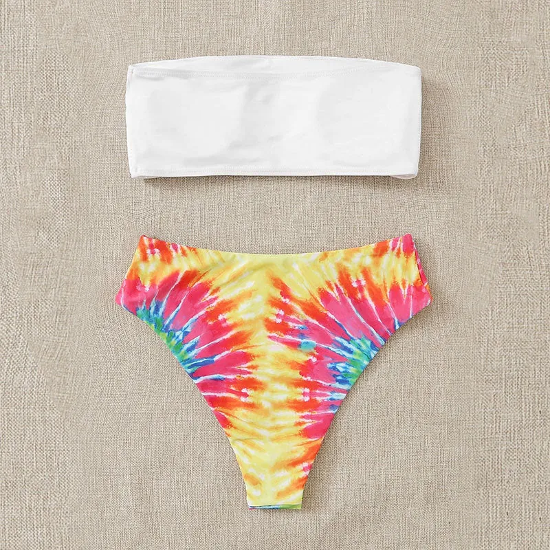 Damen Bikini-Set mit trendigem Bandeau-Oberteil und hohem Taillenschnitt Drune