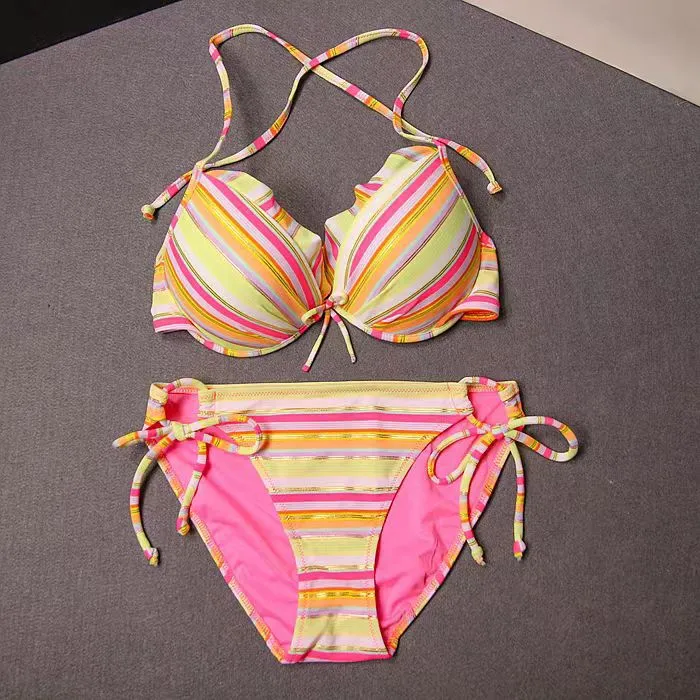 Damen Bikini-Set mit verspieltem Bindesystem und elegantem Volant Drune