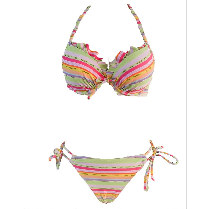 Damen Bikini-Set mit verspieltem Bindesystem und elegantem Volant Drune