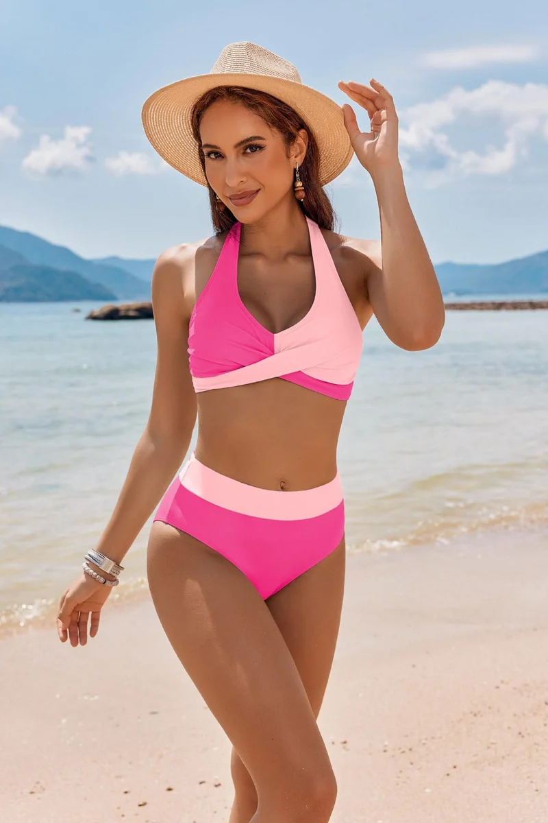 Damen Bikini-Set mit stützendem Oberteil und hoch geschnittenem Slip Drune