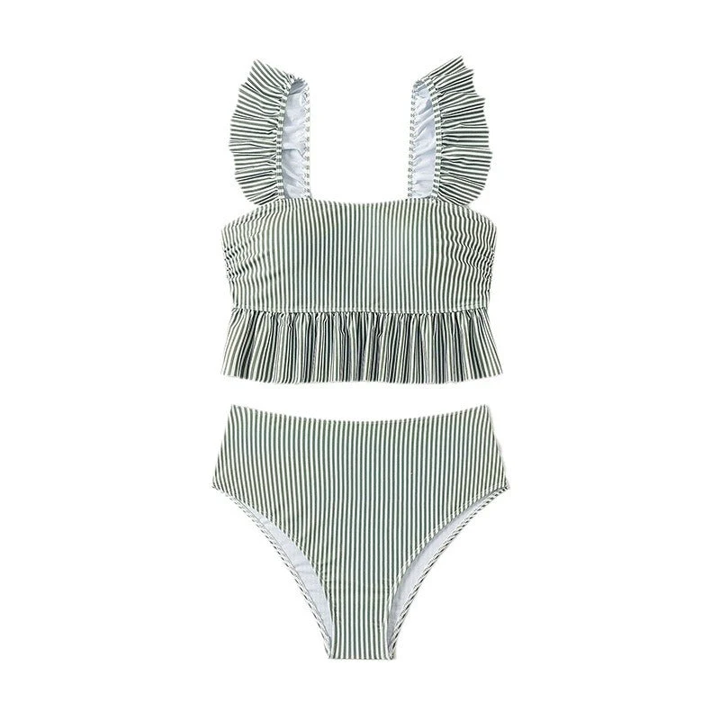 Damen Bikini-Set mit Rüschendetails und hoch tailliertem Slip Drune