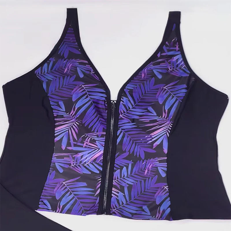 Damen Bikini-Set mit modischem Zip-Oberteil und bequemen High-Waist-Slip Drune