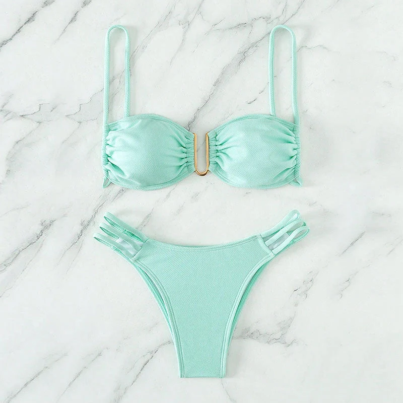 Damen Bikini-Set mit modischem Push-Up-Oberteil und elegantem Gummidetail Drune