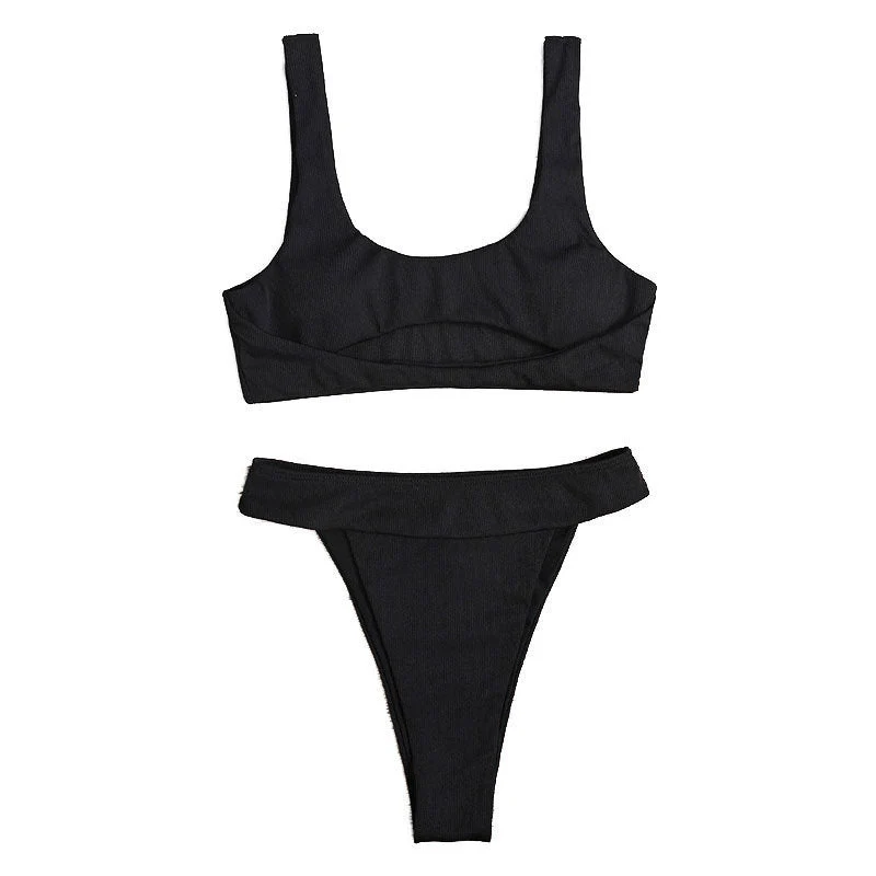Damen Bikini-Set mit modischem hochgeschnittenem Höschen und figurformendem Oberteil Drune