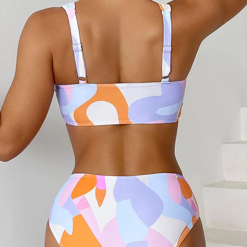 Damen Bikini-Set mit modischem Design und hohem Bund Drune