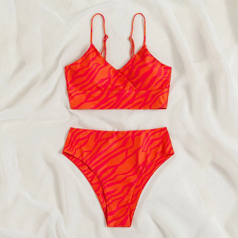 Damen Bikini-Set mit modernem Wickeldesign und hohem Beinausschnitt Drune
