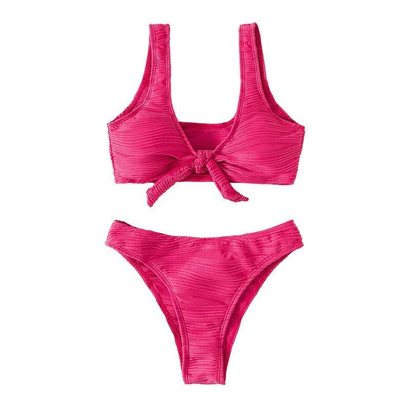 Damen Bikini-Set mit Knotenverschluss und hoch geschnittenem Höschen Drune
