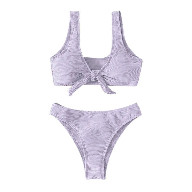 Damen Bikini-Set mit Knotenverschluss und hoch geschnittenem Höschen Drune
