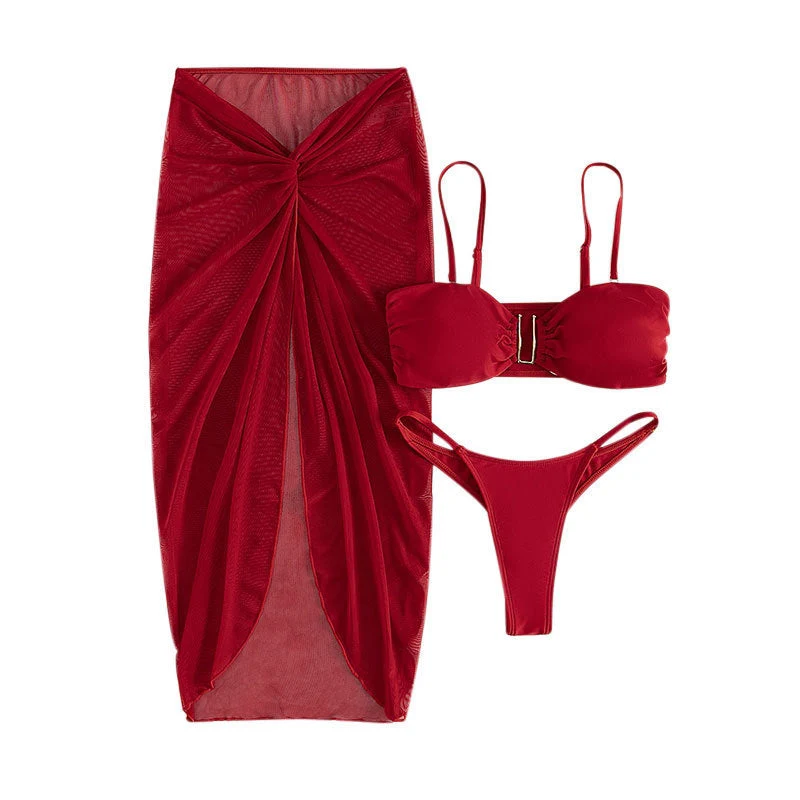 Damen Bikini-Set mit hoch geschnittenem Slip und verstellbarem Wickeltuch Drune