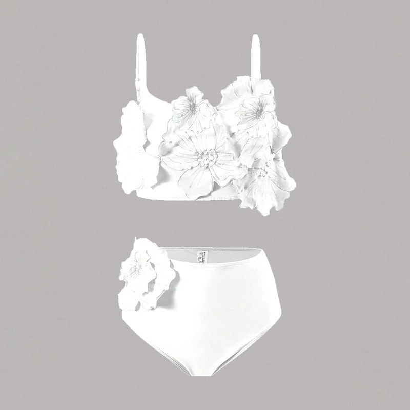 Damen Bikini-Set mit floralem Oberteil und hoch geschnittenem Höschen Drune