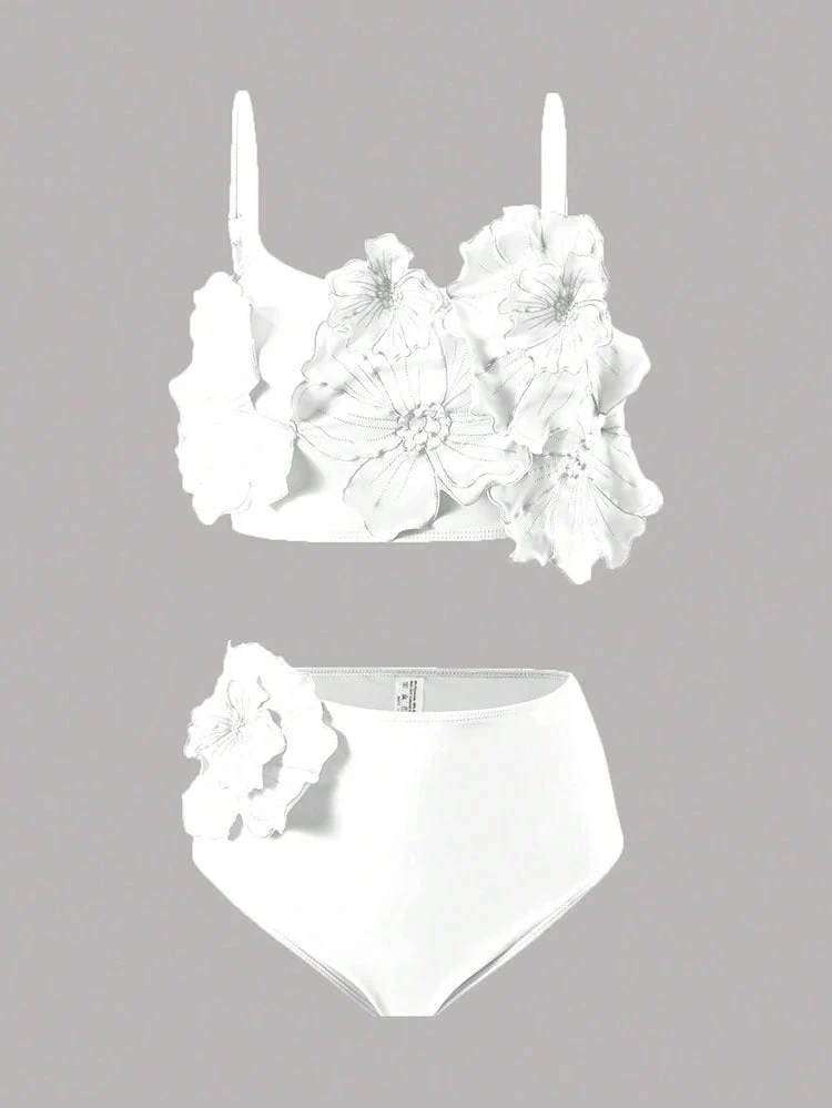 Damen Bikini-Set mit floralem Oberteil und hoch geschnittenem Höschen Drune