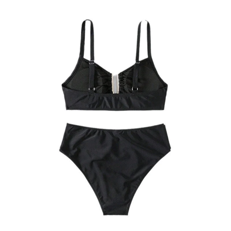 Damen Bikini-Set mit eleganten Rüschendetails und modischem Goldakzent Drune