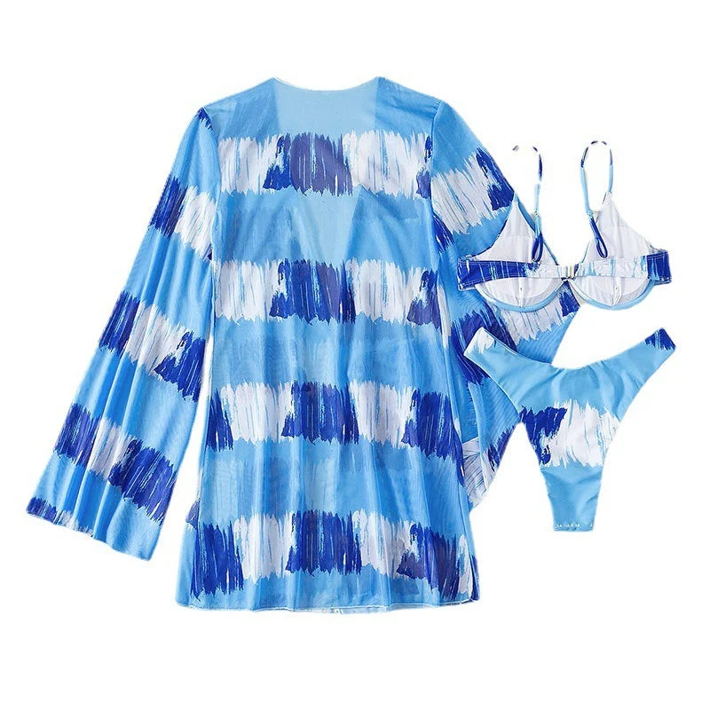 Damen Bikini-Set mit elegantem Cover-Up und verführerischem V-Ausschnitt Drune