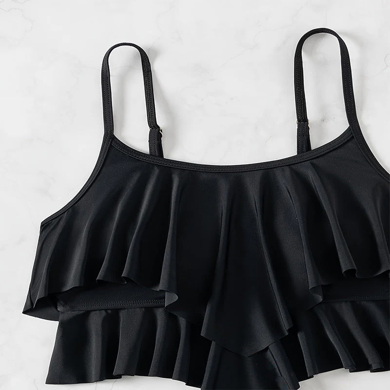 Damen Bikini-Set mit elegantem Volant-Oberteil und hochgeschnittenem Unterteil Drune