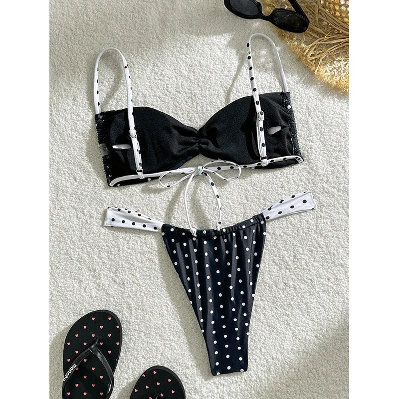 Damen Bikini-Set mit elastischem Stoff und Polka-Dots Drune