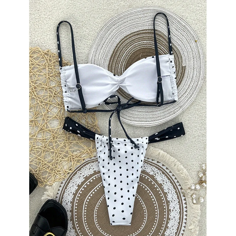 Damen Bikini-Set mit elastischem Stoff und Polka-Dots Drune