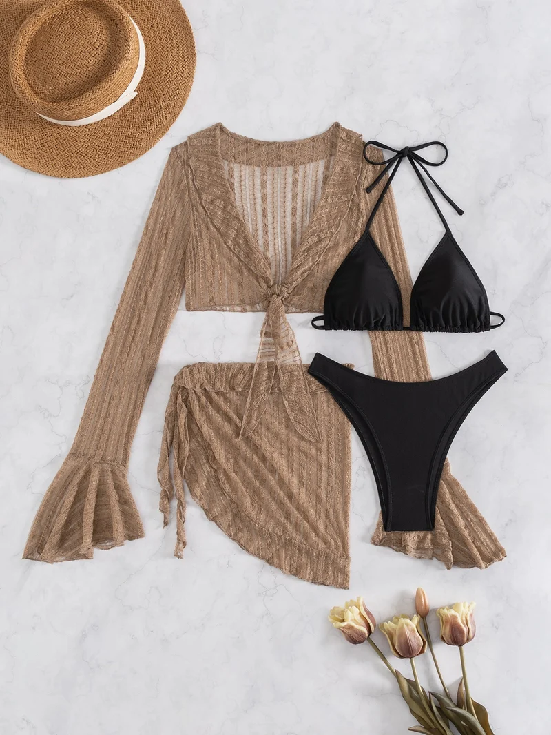 Damen Bikini-Set mit crop-top und lässigem Wickelrock Drune