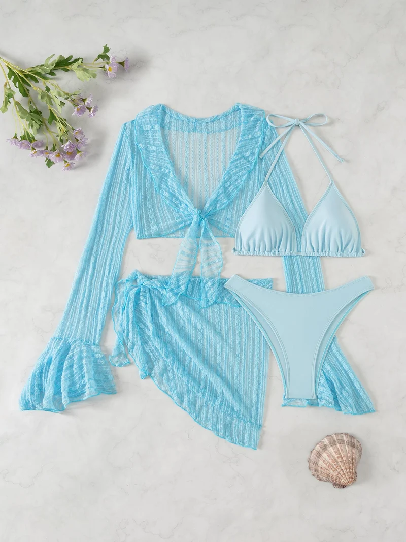 Damen Bikini-Set mit crop-top und lässigem Wickelrock Drune