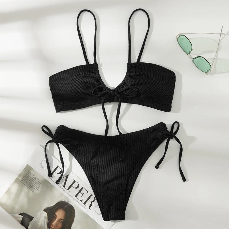 Damen Bikini-Set mit bindbarem Oberteil und hohem Beinausschnitt Drune