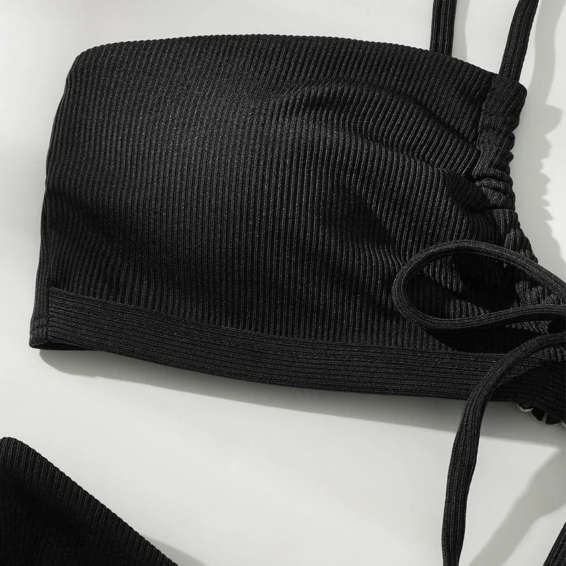 Damen Bikini-Set mit bindbarem Oberteil und hohem Beinausschnitt Drune