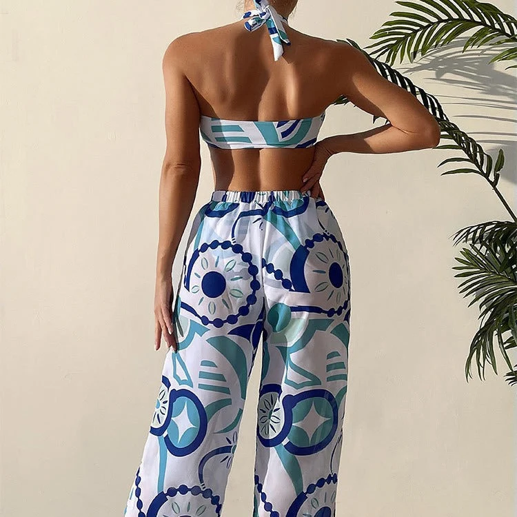 Damen Bikini-Set mit Bandeau-Oberteil und weitem Beinausschnitt Drune