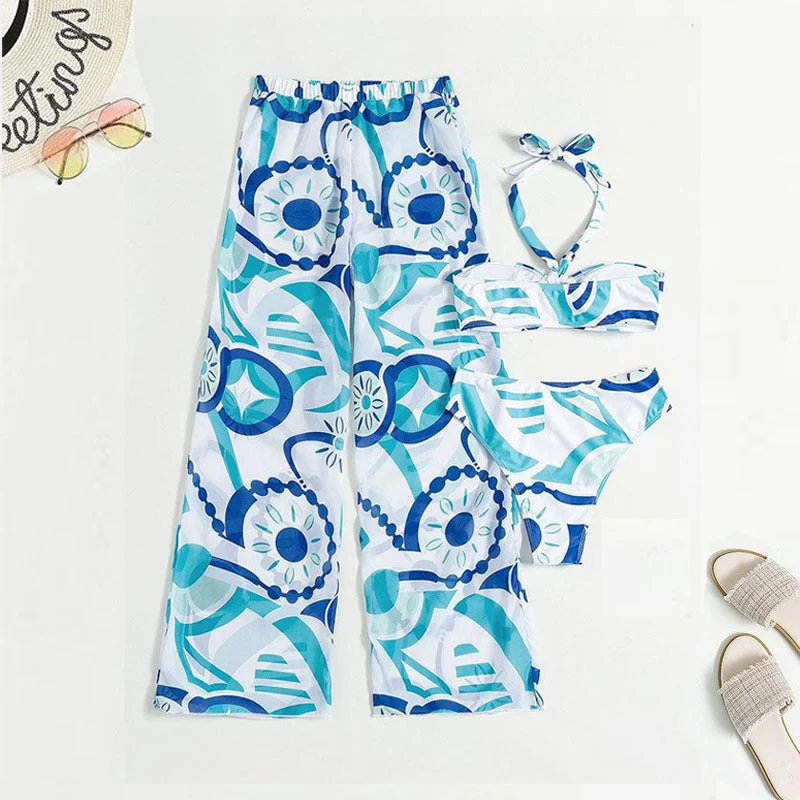 Damen Bikini-Set mit Bandeau-Oberteil und weitem Beinausschnitt Drune