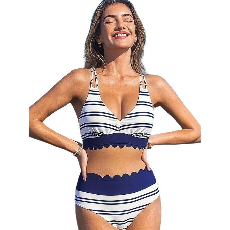 Damen Bikini-Set mit attraktivem Wickeldetail und hoch geschnittenem Unterteil Drune