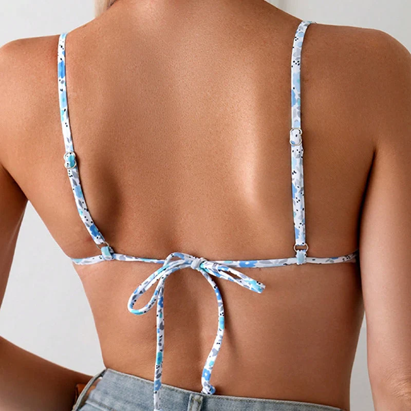 Damen Bikini-Oberteil mit verstellbaren Trägern und floraler Druck Drune