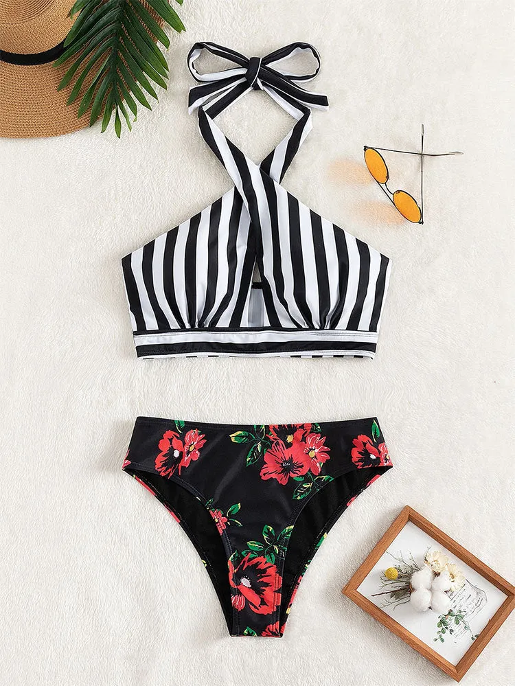 Damen Bikini mit hoch geschnittenem Slip und modischem Wickeloberteil Drune