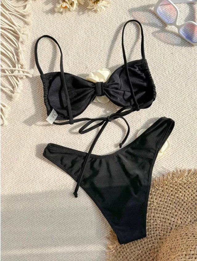 Damen Bikini mit dekorativen Blumenakzenten und modischem Schnitt Drune