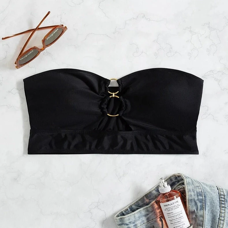 Damen Bandeau-Top mit dekorativem Ring Drune