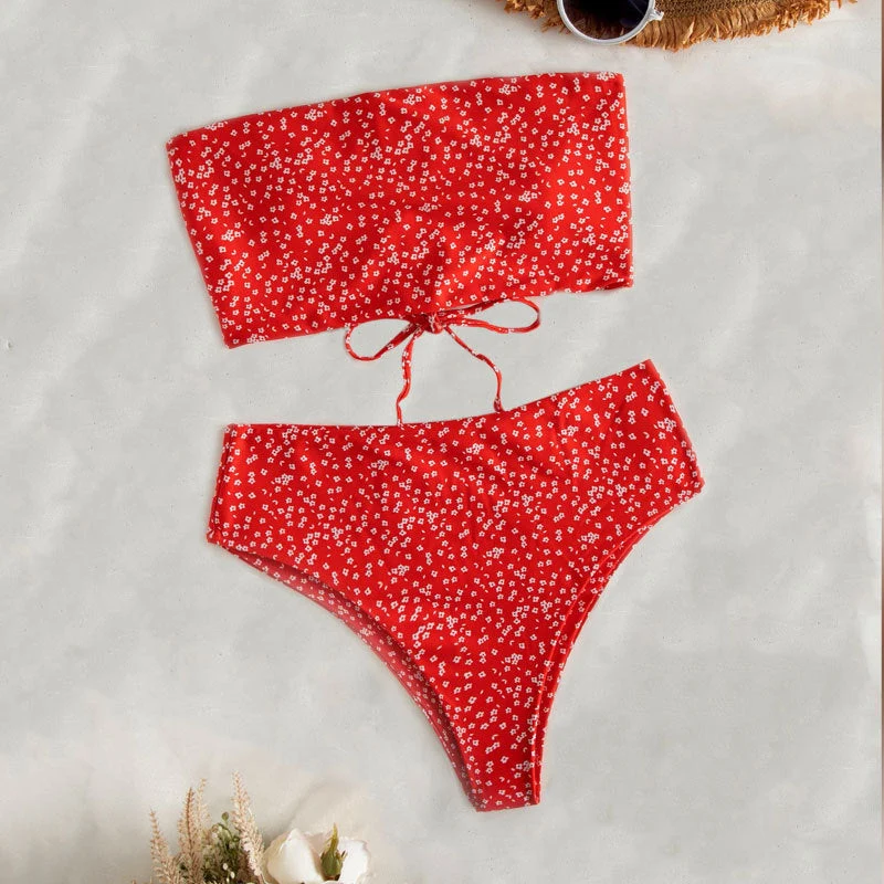 Damen Bandeau-Bikini Set mit hochgeschnittenem Slip Drune