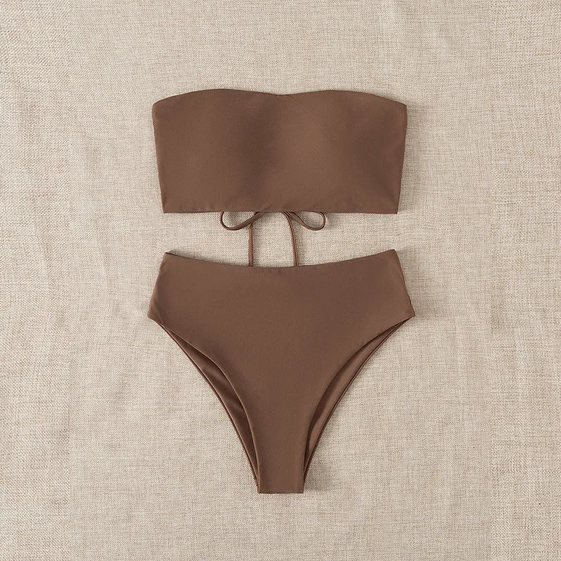 Damen Bandeau-Bikini Set mit hochgeschnittenem Slip Drune