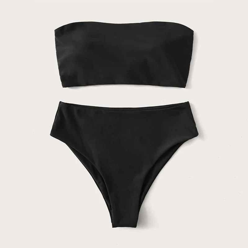 Damen Bandeau-Bikini Set mit hochgeschnittenem Slip Drune