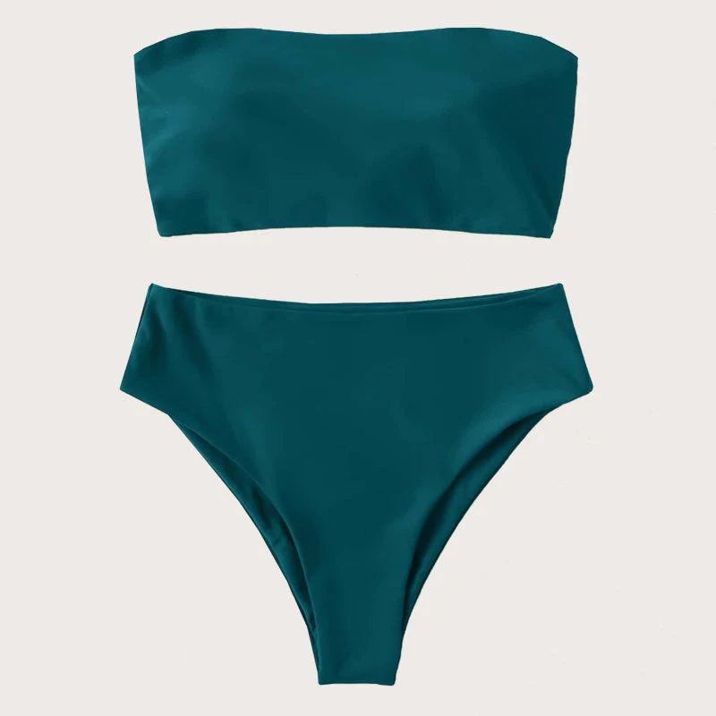 Damen Bandeau-Bikini Set mit hochgeschnittenem Slip Drune
