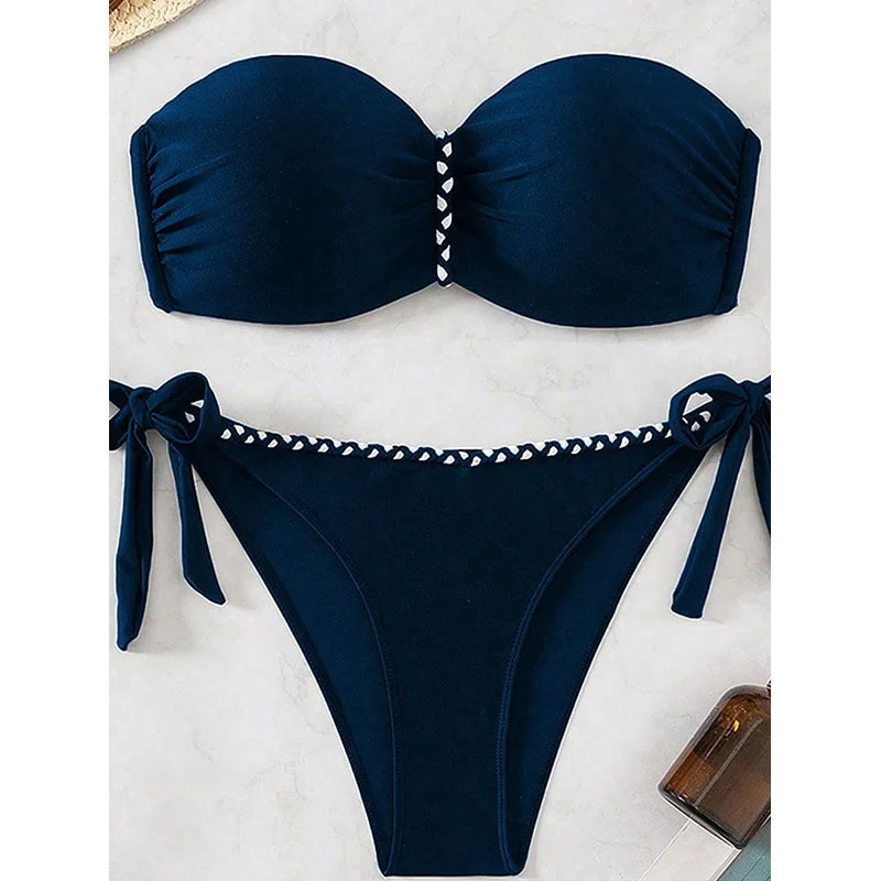 Damen Bandeau-Bikini mit verstellbaren Trägern und raffinierter Raffung Drune